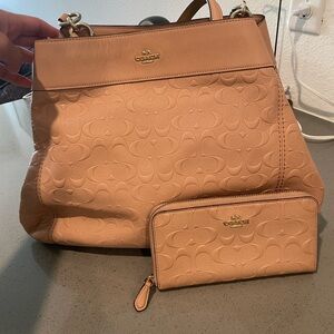 Blush Pink Coach Bag with Matching Wallet